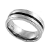 High Polished Titanium Comfort Band Ring w/ Black Enamel Center