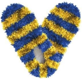 Style Travel 60110 Fuzzy Footies - Kids - Blue-Gold Striped