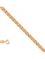 14k Solid Rose Gold 0.6 mm (1/32 Inch) Round Cut Wheat Chain Necklace 18" w/ Spring Ring Clasp