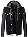 URBANCREWS Mens Hipster Hip Hop Button Down Long Sleeve Hooded Denim Jacket
