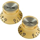 Gibson Vintage Top Hat Replacement Knobs, Cream / Chrome (2 Tone, 2 Volume)