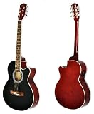 Produkt-Bild: 4/4 Akustik Gitarre Westerngitarre in Schwarz-Braun mit Rosenholz Griffbrett und eingebautem Pickup Tonabnehmer