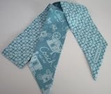 Coach Heritage Script Silk Ponytail Scarf 98786 Pol Blue