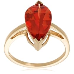 Yellow Gold Lab Created Padparadscha Ring 10k