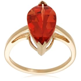 10k Yellow Gold Lab Created Padparadscha Ring, Size 7"