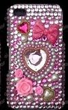 Apple iPhone 4G Sweet Pink Heart Style Full Water Diamond Crystal, Hard Case/Cover/Protector