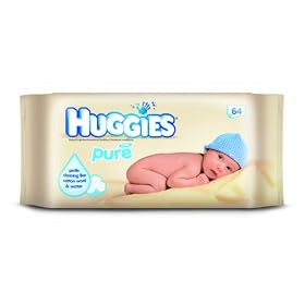 Huggies Pure Baby Wipes - 10 x Packs of 64 (640 Wipes)
