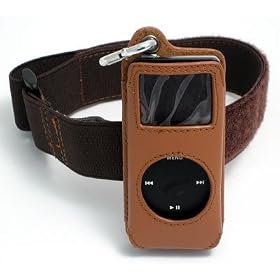 Incipio Tan Leather Case with Arm Band for the Apple iPod Nano 1st Generation 1GB, 2GB, 4GB