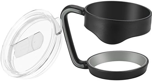 Handle and Spill Proof Lid Set for Yeti Tumbler 30 oz,Rtic,Sic Cup and More Brand 30 oz Ramblers - Black