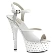 6 Inch White Heel Platform Rhinestone Shoes Ankle Strap Mid Platform Dancer Sexy Shoes