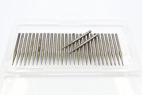 3.2mm Tapered Nose Alloy Shank Diamond Coated Mounted Point Buffing Bits Pack of 30