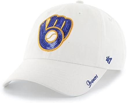 Milwaukee Brewers 47 Brand Women's White Sparkle Team Clean Up Hat