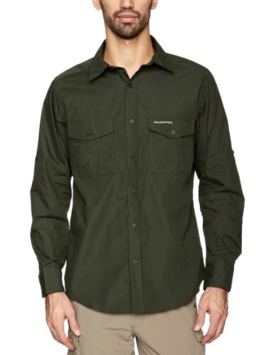 CRAGHOPPERS Kiwi Tee-Shirt Manches Longues pour Homme, Vert Foncé, L