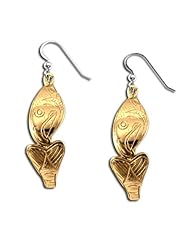 14K Yellow Gold Northwest Coast Native American Salmon Hoop Earrings. Made in USA.