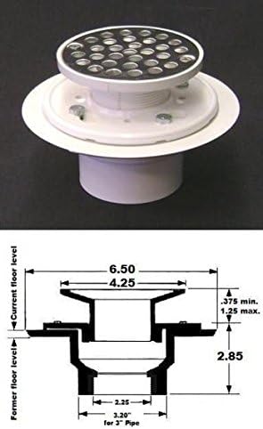 Plastic Oddities NC-406 2" No Caulk Low Profile Bolt Down Drain with Stamped Stainless Steel Strainer