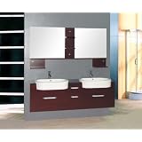 63 Contemporary Double Sinks Glass Counter Top Vanity and Mirrors by Silkroad Exclusive