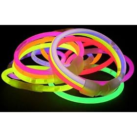 50 - 200mm x 5mm mixed colour glow stick bracelet, 7 colours
