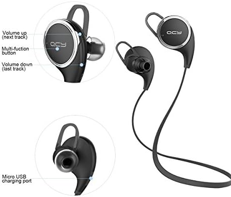 QSoon QY8 Mini Wireless Bluetooth Stereo Sport&Running Headset Headphones Earbuds Earphone with Noise Cancelling Microphone for iPhone 6 6Plus Samsung Galaxy 5 6 Note and Android SmartPhone(Black)