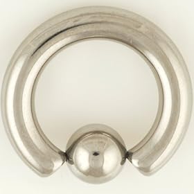 One Stainless Steel Captive Bead Ring: 6g 5/8", Stainless Steel Bead: 8mm