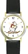 Cross Country Skiing Polar Bear Animal - WATCHBUDDY&reg; DELUXE TWO-TONE THEME WATCH - Arabic Numbers - Black Leather Strap-Children's Size-Small ( Boy's Size & Girl's Size )
