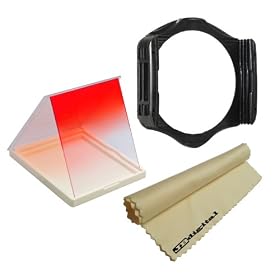 Graduated Red Square Filter + Square Filter Holder + JB Microfiber Cleaning Cloth for Cokin P Series