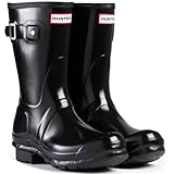 Women's Hunter Boots Original Short Gloss Snow Rain Boots Water Boots Unisex - Black - 10