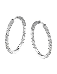 14k White Gold 0.50 Ctw Diamond Hoop Earrings