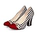 Charm Foot Vintage Damier Womens Chunky Heel Pumps Shoes