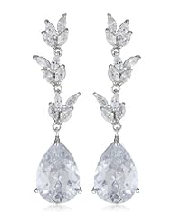 CZ by Kenneth Jay Lane "Special Occasion" 8 Cttw Triple Foliate and Drop Pear Post Earrings