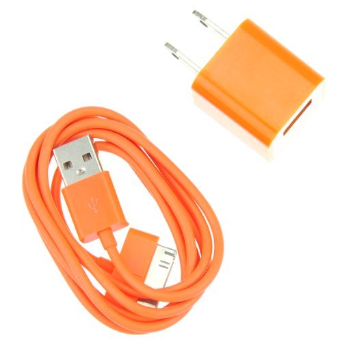 EarlyBirdSavings Wall AC Charger + 0.9M 3Ft USB Cable Orange for Apple iPod Touch iPhone 3GS 4 4S EarlyBirdSavings Wall AC Charger + 0.9M 3Ft USB Cable Orange for Apple iPod Touch iPhone 3GS 4 4S