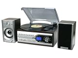 USB 4in1 MUSIC SYSTEM (744)-RECORD PLAYER-CD-RADIO-MP3 (colour: Rosewood & silver)