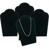 4 Black Velvet Padded Necklace Pendant Display Bust Easels 5.25"