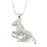 Beautiful Horse Run Ice Crystal Charm Necklace Silver Tone by Necklaces Ks Charming Designs