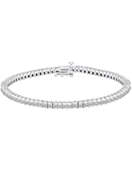 5.28 CT F-G/VS-1 Princess Natural Diamond Tennis Bracelet set in 14K White Gold