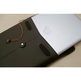 COM-MLA13-BLK: Black Manila-13 Leather Laptop Sleeve - for MacBook Air 13" and MacbookPro 13" by Civilian Lab