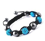 Bracelet Shamballa  Bleu Turquoise  Disco Strass Hématite Nialaya , Bracelet Des Stars, Bling Bling , Réglable de SEA SEX AND SUN FR