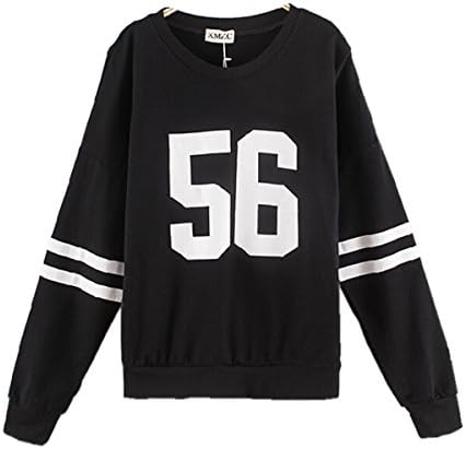 Bogoo Women's One Size 56 Printing Hedging Casual SweatShirt Black