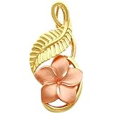 14K Two Tone Gold Plumeria Slide Pendant Jewelry New