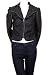 New Directions Detailed Stitch Mandarin Collar Fitted Cropped Waist Length Biker Jacket Black