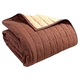 100% Cotton Quilted Reversable Bedspread Chocolate & Mink Brown