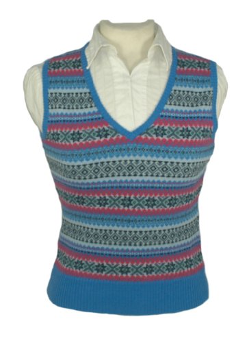 Ladies Cashmere Fair Isle Slipover, XL