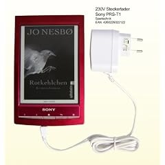 Netzteil wei� f�r Sony PRS-T1 eBook Reader Touch Digital Book. 230V Travelcharger f�r Sony E-Book PRS T1 - Ladeger�t f�r die Steckdose. 110V - 230V -weiss