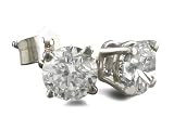 3/4ct Round Diamond Stud Earrings in 14k White Gold, JK I1-I2