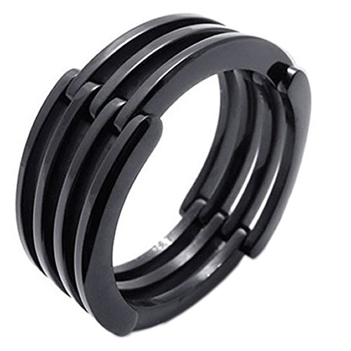 KONOV Stainless Steel Band Unisex Mens Womens Ring, Black