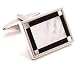 Rectangular Art Deco Mother of Pearl and Onyx Cufflinks w/ Jewelry Box