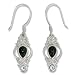 Sterling Silver, Onyx and Aquamarine Dangle Earrings by Sajen