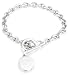 Sterling Silver B1649 Women's T-Bar Oval Locket Charm Bracelet