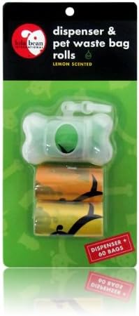 Lola Bean International Transparent Bone Shape Dispenser and Waste Pick Up Bags, Lemon Scented, 60 Count