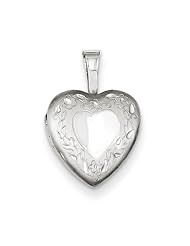 Sterling Silver Flower Border 12mm Heart Locket