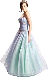 Strapless Lace-Up Beaded Sequined  Satin/Tulle  Ball Gown Prom Dress/Quinceanera Dress 